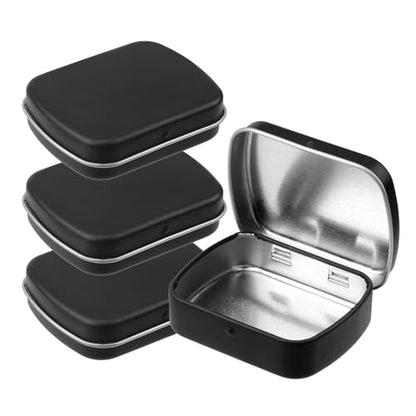 4pcs Mini Tin Can Metal Tin Box Container, Black - color: Black