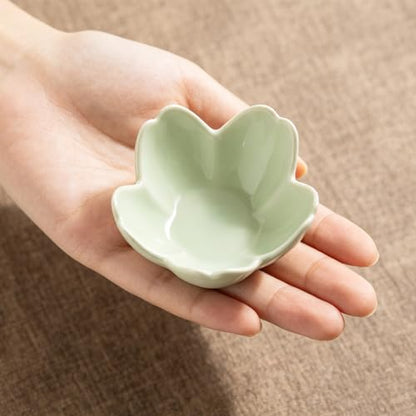Floral Ceramic Jewelry Tray, 3.5" Ring Holder Trinket Bowl - color: green