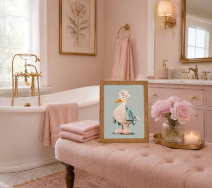 Framed Cute Duck Canvas Wall Art Poster Prints Bathroom 8×10In 1P Be Hung - color: bathroom-6, size: 8×10in