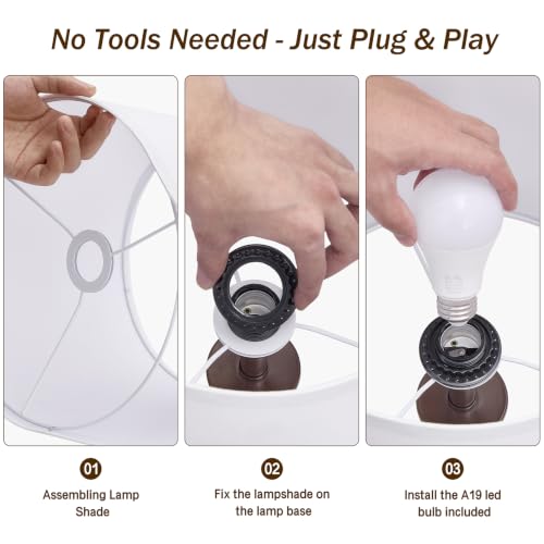 Touch Table Lamps Set of 2, 21" Bedside Lamps with USB C+A, Brown - color: Brown 2pcs