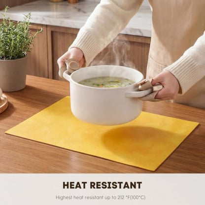 Artoid Mode Yellow Faux Leather Placemats Set of 4 - color: Yellow, size: 12" x 18", Rectangular Set of 4