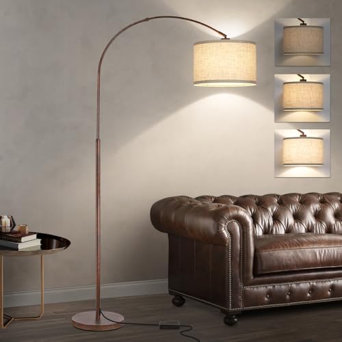 Dimmable Arc Floor Lamps, Antique Bronze Lamp with Adjustable Hanging Shade - color: Antique Bronze