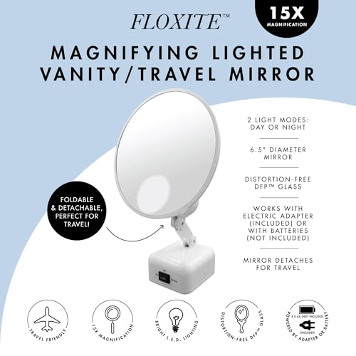 Floxite FL-615-2 15X Magnifying Mirror with Light