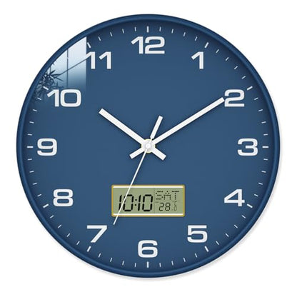 12 Inch Analog & Digital Wall Clock with Date for Office & Home