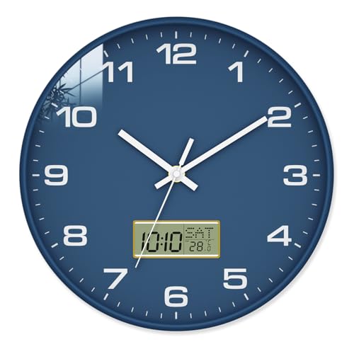 12 Inch Analog & Digital Wall Clock with Date for Office & Home