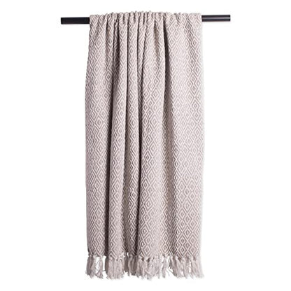 DII Rustic Farmhouse Double Diamond Woven Throw, 50x60, Stone - color: Stone, size: 50x60"