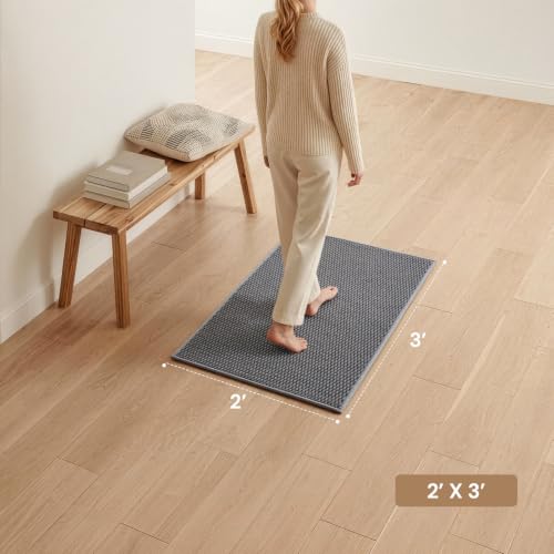 Sunfly 2x3 Entryway Rug with Non Slip Rubber Backing Dark Grey - color: Dark Grey, size: 2' x 3' (Rectangular)
