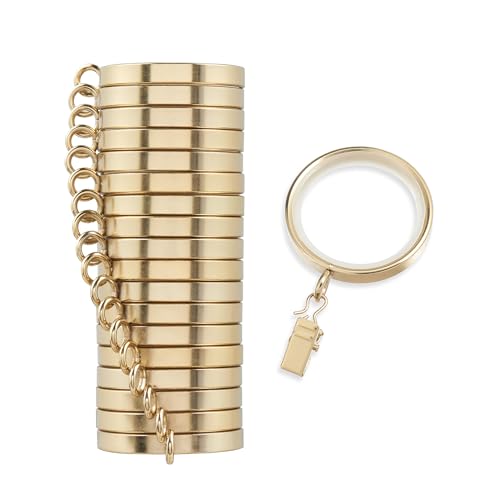 Cambria Designer 2" Brushed Gold Quiet Glide Curtain Rings 18 Pack - color: Brushed Gold, size: Large 2 in