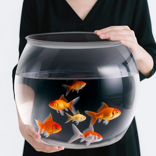 Geelin 7 Gallon Plastic Fish Tank Large Bowl Shatterproof with Crystal Clear Clarity for Terrarium, Flower Vase Centerpiece Gift for Fish Lovers (Round) - size: 7 Gallon, style: Round
