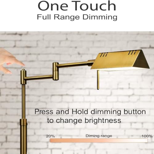 O'Bright Brook Adjustable Dimmable LED Pharmacy Floor Lamp, Antique Brass - color: Antique Brass (Gold)