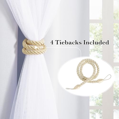 PONY DANCE Double Layer Blackout Curtains with White Sheer 84 Inches Long - color: Winter White, size: 52"W x 84"L (Pack of 2)