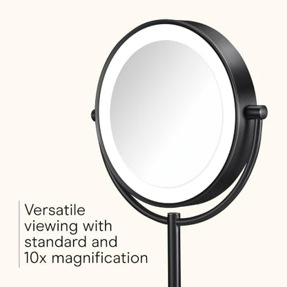 Conair LED Vanity Mirror, Double-Sided, 10x Maginification, Matte Black - color: Matte Black, size: 16"L x 10.3"W