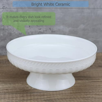 EIKS Ceramic Footed Bowl Display Stand Plate, (Dia. 8-inch) - size: Dia. 8-inch