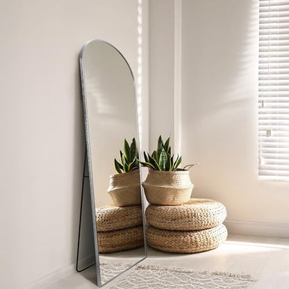 JONATHAN Y Adrian Arched Full Length Mirror 16" x 59" Metal Frame, Nickel - color: Nickel