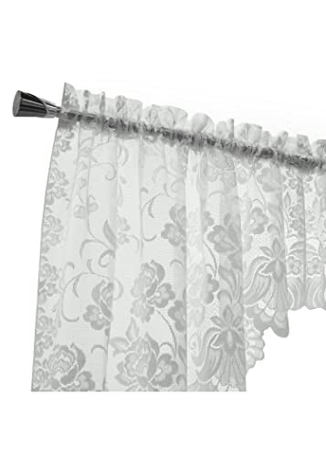 Louis Embroidered Floral Lace Window Curtain Swag Pair 72" x 32" in White - color: White, size: 72"W x 32"L (Pack of 2)