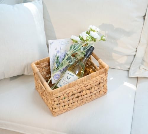 NAYA Set of 3M (11.6"x8,9"x6,9") Water Hyacinth Shelf Storage Baskets - size: Set 3 Medium