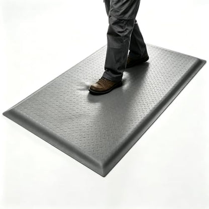 2 x 3 FT Anti Fatigue Mats Industrial 1 Inch Thick Soft Sponge Ergonomic Mat Durable Heavy Duty Diamond Plate for Standing Non Slip Industrial Grade Floor Mat for Leg & Back Pain (Gray) - size: 35.4"L x 23.6"W x 1"Th