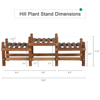 3 Tier Plant Stand Indoor,Wood Low Plant Bench for Multiple Plants