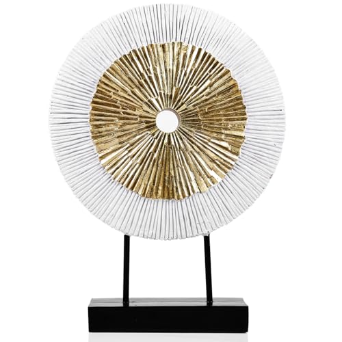 DOVDOV Wood Color Round Irregular line Statue, Unique Home Sculpture, Brown Home Decor for cabinets Above Coffee Table, entryway Table top TV Stand, Dining Table Centerpiece