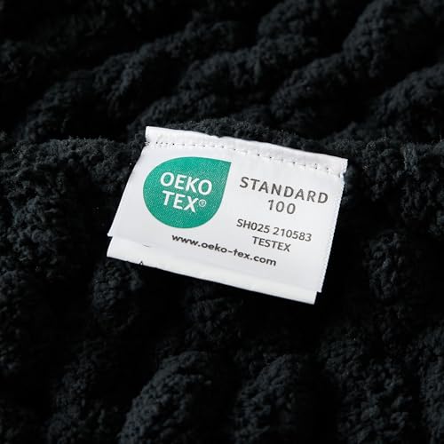 WESHIONGOO Chunky Knit Blanket Throw for Couch Bed 40"*40" Black - color: Black, size: 40"x40"(Small Size Throw)