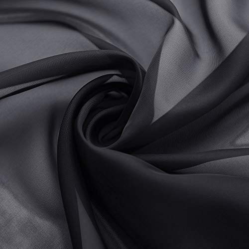 NICETOWN Extra Long Black Scarf - Voile Textured Sheer Drapery Dirt-Proof Window Treatment for Farmhouse/Garden/Old People (W60 x L216, 1 Panel, Black) - color: Black
