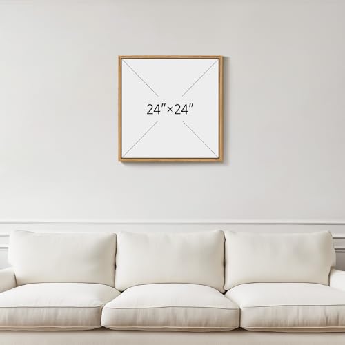 Framed Square Neutral Abstract Landscape Wall Art for Living Room, 24x24 In - color: Neutral, size: 24"L x 24"W
