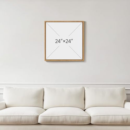 Framed Square Neutral Abstract Landscape Wall Art for Living Room, 24x24 In - color: Neutral, size: 24"L x 24"W