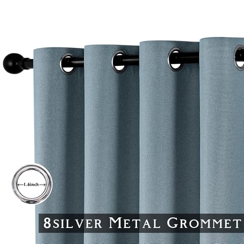 ChrisDowa Stone Blue Blackout Curtains 45 Inches Long 2 Panels for Bedroom - color: Stone Blue, size: 52"W x 45"L (Pack of 2)