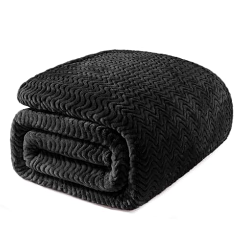 Exclusivo Mezcla Soft Fleece Blanket Queen Size for Bed, Sofa, Black - color: Black, size: Queen ( 90x90 IN )