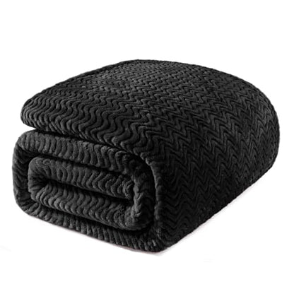 Exclusivo Mezcla Soft Fleece Blanket Queen Size for Bed, Sofa, Black - color: Black, size: Queen ( 90x90 IN )