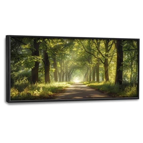 Trulave Framed Large Forest Tree Wall Art Decor for Living Room 60''x30'' | Green Forest Canvas Wall Decor Tree Pictures Painting Modern Landscape Artwork for Bedroom Office - color: Forest Tree, size: 60"L x 30"W