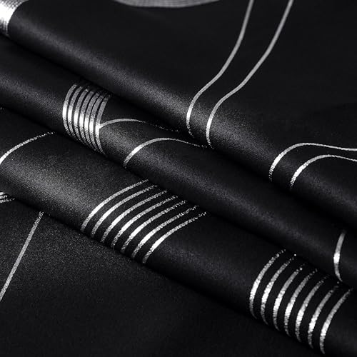 NICETOWN Black Out Grommet Pattern Curtain Panels 84 inches Long - color: 1 - Black, size: 52"W x 84"L (Pack of 2)