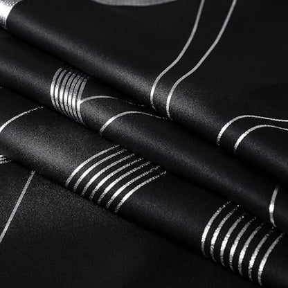 NICETOWN Black Out Grommet Pattern Curtain Panels 84 inches Long - color: 1 - Black, size: 52"W x 84"L (Pack of 2)