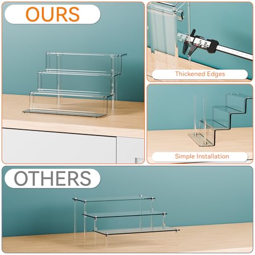 Yieach 4 Tier Clear Riser Display Stand - Tool-Free Assembly - 9 Inch Figure Display,Perfume Stand Organizer and Cologne Shelf,Small Acrylic Stands for Fragrance,Figure,Car,Collectibles and Funko Pop - size: 2 In Width-4 Tier