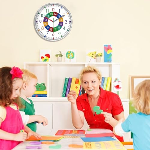 XFM Colorful Teaching Time Wall Clock 12 Inch for Kids Room Classroom - color: Colorful5, size: 12 Inch-1pcs
