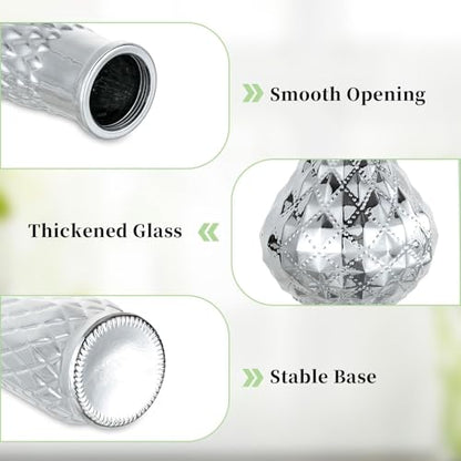 Glasseam Silver Glass Vase for Single Flower: 8 Pcs Small Decorative Vases - size: 8pcs