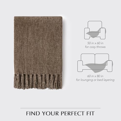 EverGrace Chenille Knit Throw Blanket for Couch, 60"x80", Mocha Brown - color: Mocha Brown, size: 60"x80"