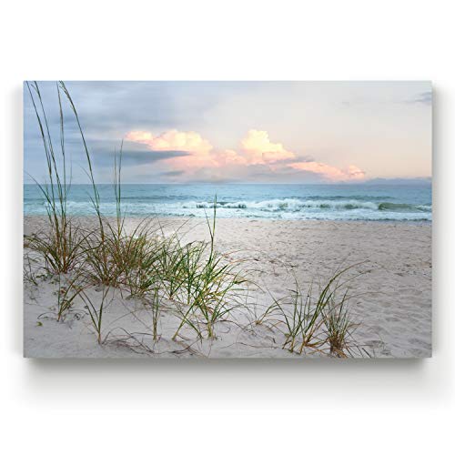 Renditions Gallery Home Wall Art Pictures Sunset View at Calm White Sandy Beach Canvas Hanging Prints for Living Room Office Walls - 12"X18" LT08 - color: Beach Driftwood, size: 18"L x 12"W