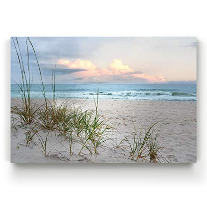 Renditions Gallery Home Wall Art Pictures Sunset View at Calm White Sandy Beach Canvas Hanging Prints for Living Room Office Walls - 12"X18" LT08 - color: Beach Driftwood, size: 18"L x 12"W