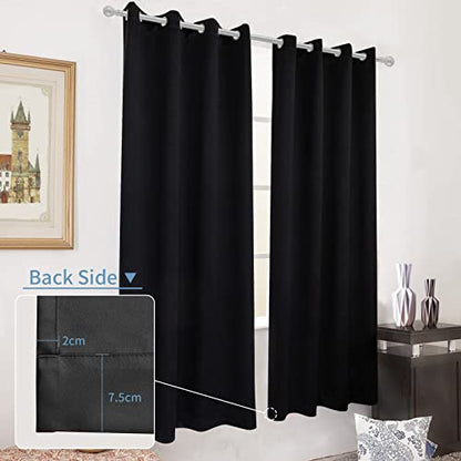 Pickluc Grommet Blackout Curtains 72 Inches Long 2 Panels, Light Blocking Window Drapes for Living Room, Thermal Insulated, Noise Reduction, Black, 52" Wide x 72" Length - color: Black, size: 52"W x 72"L (Pack of 2)