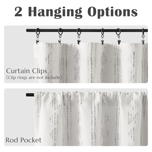 jinchan Striped Valance 16 Inch Modern Boho 1 Panel Silver on White - color: Boho| Silver on White, size: 52"W x 16"L (Pack of 1)