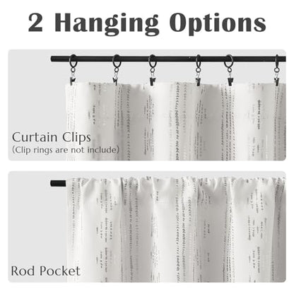 jinchan Striped Valance 16 Inch Modern Boho 1 Panel Silver on White - color: Boho| Silver on White, size: 52"W x 16"L (Pack of 1)