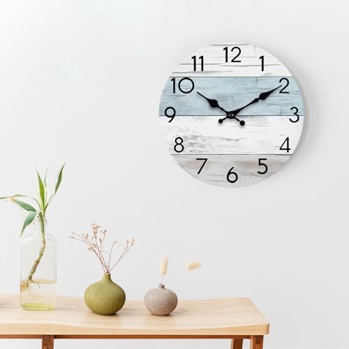 KECYET 8 Inch Wall Clock, Silent Battery Operated Analog Clock, Blue White - color: A_blue
