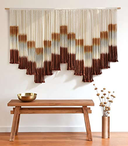 Macrame Wall Hanging Large Tie-Dye Geometric Fiber Wall Art Decor 57"W*35"L - color: Multi