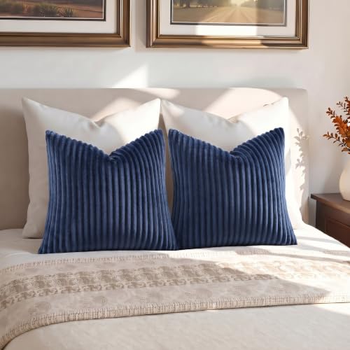 Simmore Fall Soft Blue Flannel Throw Pillow Covers 24X24 Set of 2 - color: Blue, size: 24" x 24" (Pack of 2)