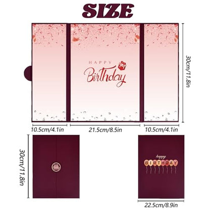 Crenics Burgundy Happy Birthday Guest Signature Book Alternative 18" x 12" - color: Burgundy