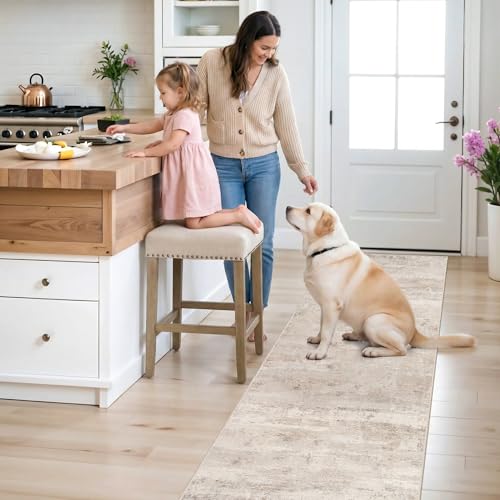 2x6 Washable Runner Rug for Kitchen: Easy-Clean Stain Resistant Carpet for Entryway Hallway Non Slip Rugs for Bedroom Indoor Abstract Floor Mat - Gifts for Newlyweds Household Home Decor 2x6 Beige - color: Beige, size: 2' x 6' (Runner)