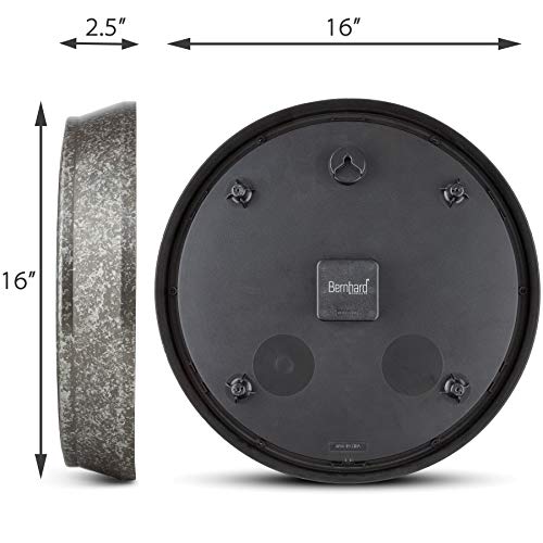 Bernhard Products Rustic Wall Clock 14 Inch Silent Non Ticking, Quartz Battery Operated Decorative Textured Rustic Farmhouse Gray Easy to Read, for Home Kitchen Office