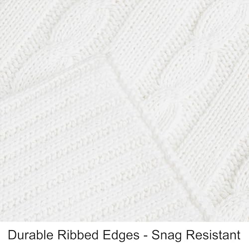 NTBAY Cotton Oversized Cable Knit Throw Blanket, 60 x 80, White - color: White, size: Twin(60"x80")