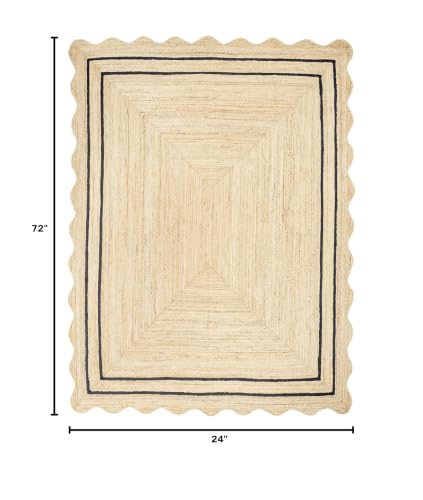 RUGSWEAVE Wave Scalloped Jute Runner Handwoven Hallway Runner Black 2'x6' - color: Black, size: 2'x6'